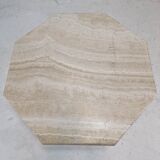 Italian octagon coffee table in travertine, 1980s