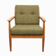 1960s armchair in cherrywood, new cushions in green