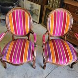Pair of armchairs louis philippe medaillon walnut of the xix th century