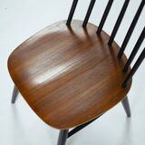 Tapiovaara Fanette style spindle teak chairs, set of 6
