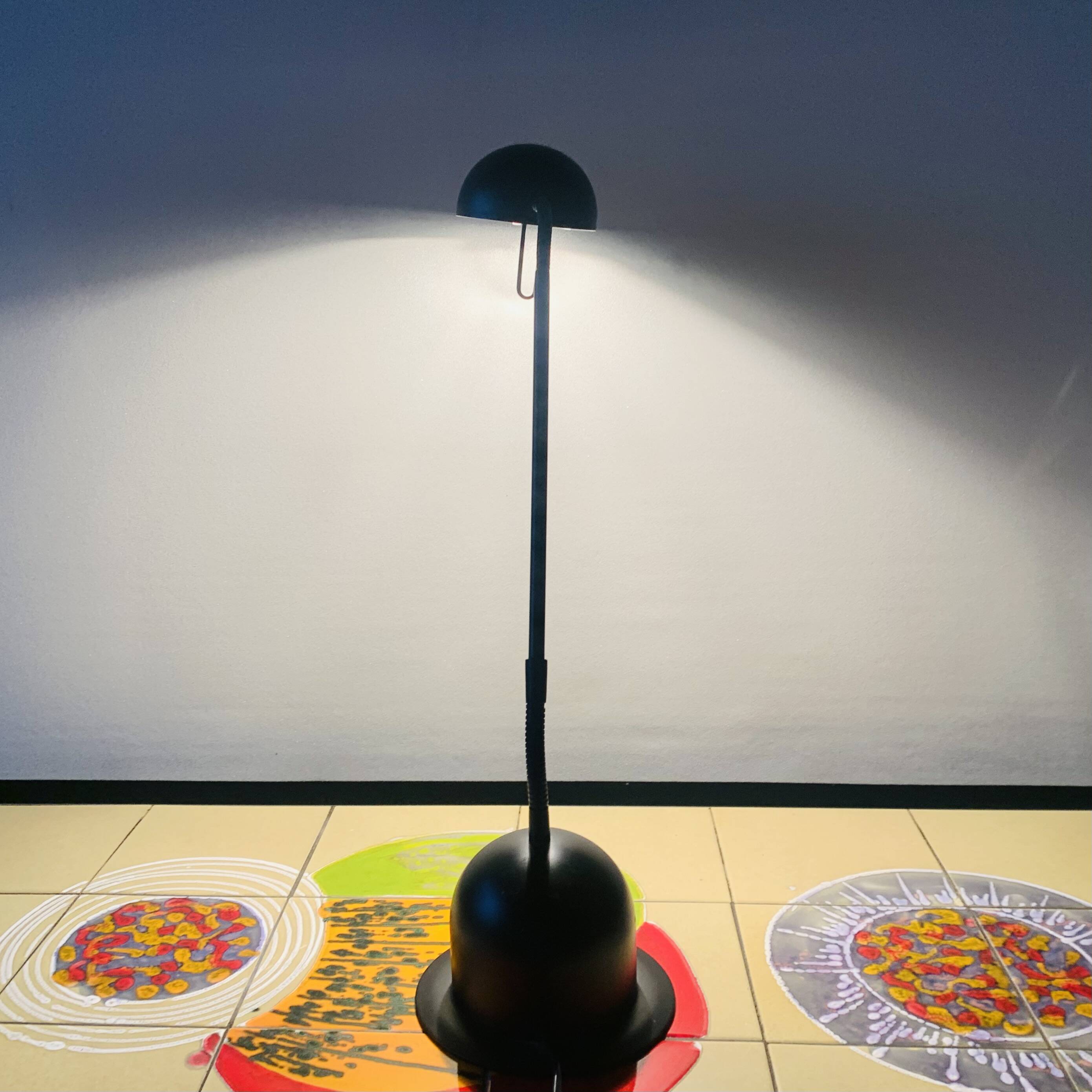 Massive vintage desk lamp in black metal