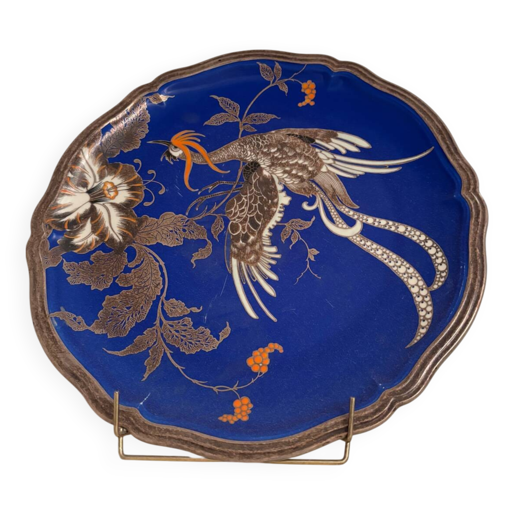 Cobalt background dragon plate Rosenthal Chippendale signed