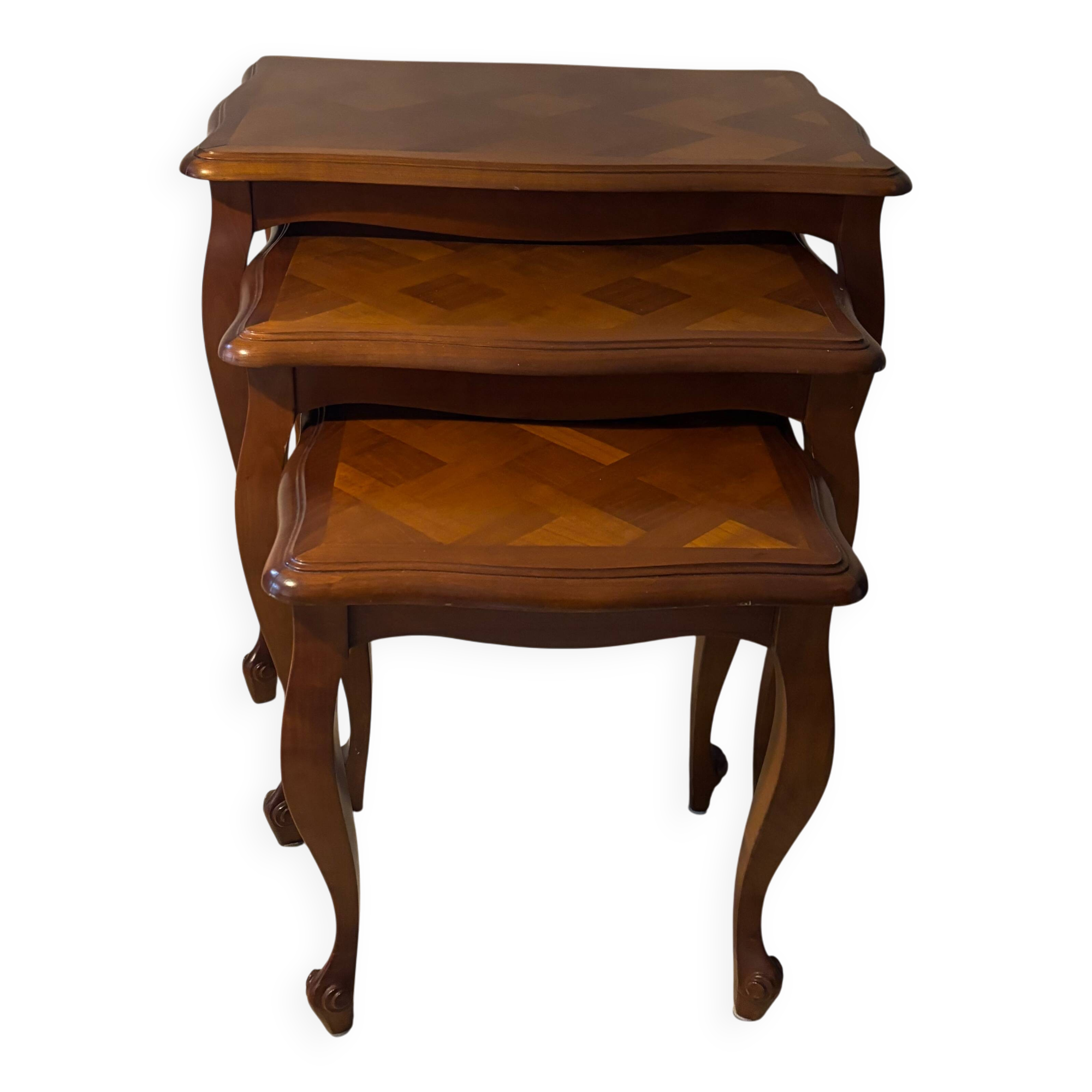 Nest of tables in cherry wood, Louis XV style