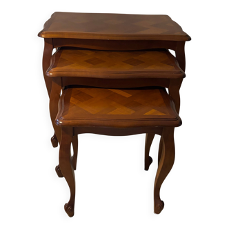 Nest of tables in cherry wood, Louis XV style