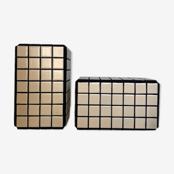 Beige and black mosaic bookends