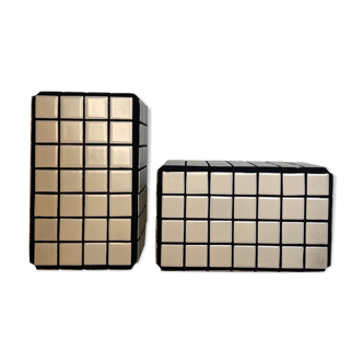 Beige and black mosaic bookends