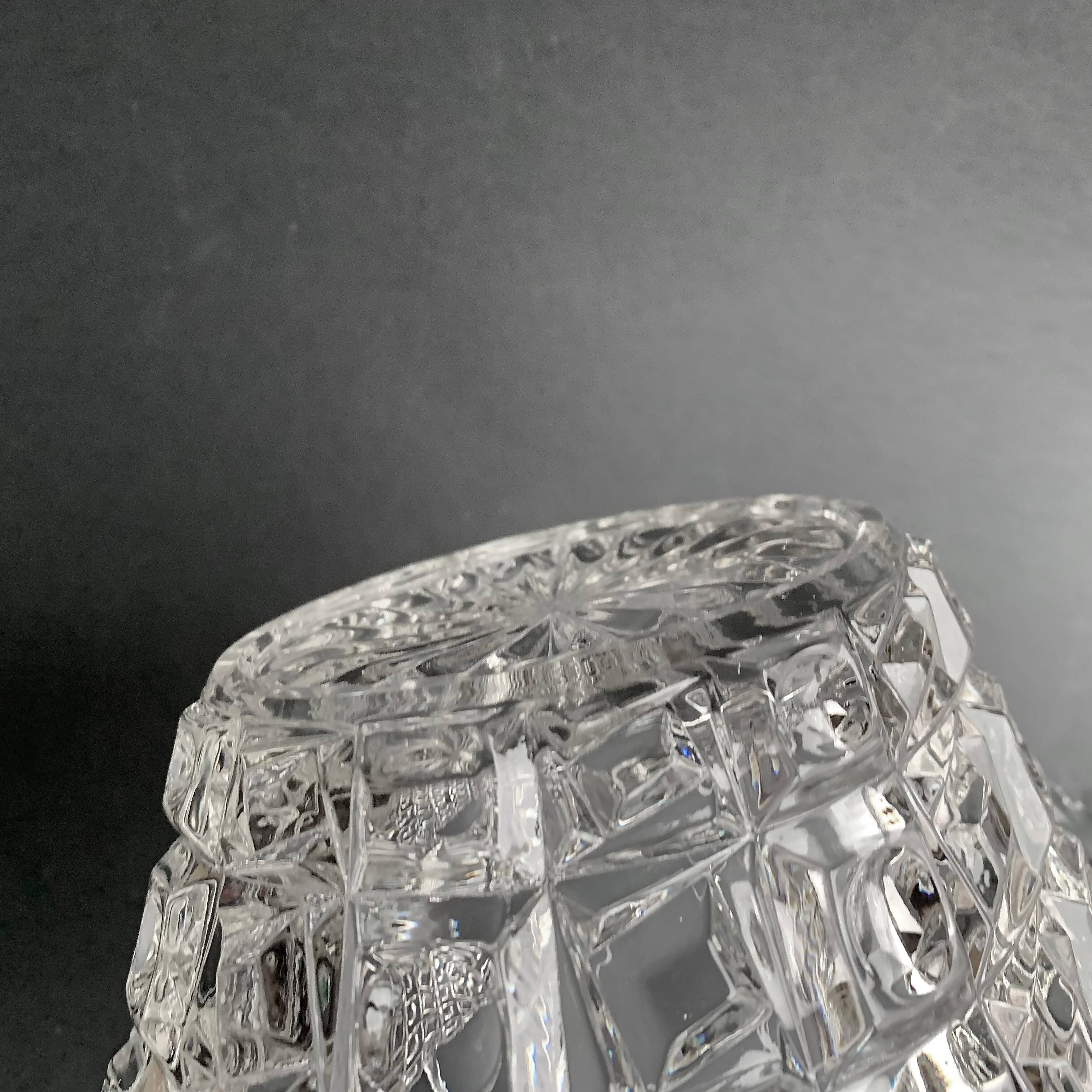 Antique clear glass basket or bowl - Libochovice glassworks - Czechoslovakia