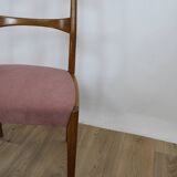 Chaise teck vintage velour rose danemark