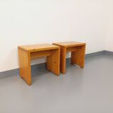 Pair of vintage Charlotte Perriand Les Arcs stools in pine from the 60s 70s