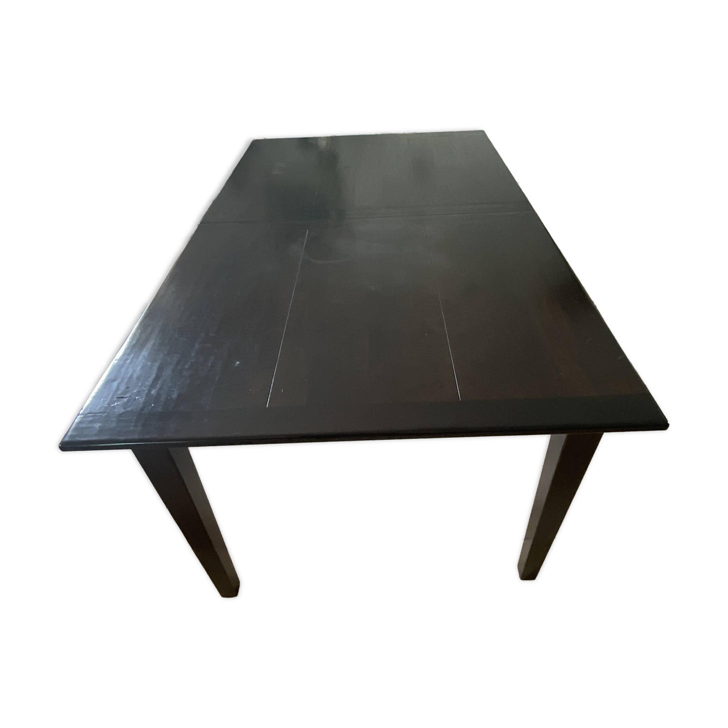 Solid cherry wood dining table, extendable for 8 to 12 people.