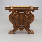 Grand Baroque-Style 11-Piece Dining Suite — Carved Oak & Oak Veneer — Table