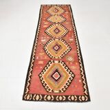 Red Oriental Pattern Kilim Runner Rug, 81x261Cm