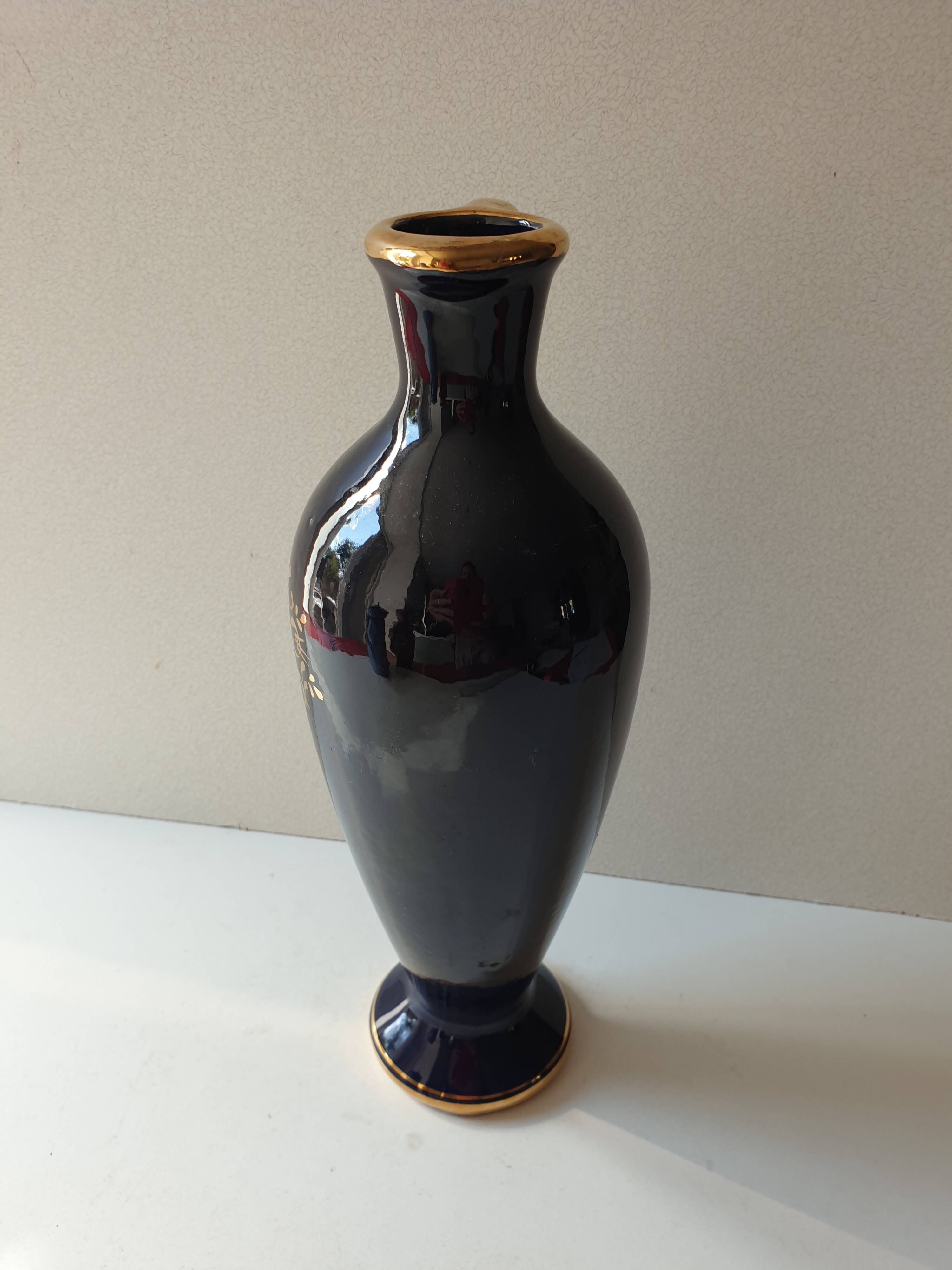 Navy Blue Porcelain Soliflore Vase - Coronetti Cunardo Italy