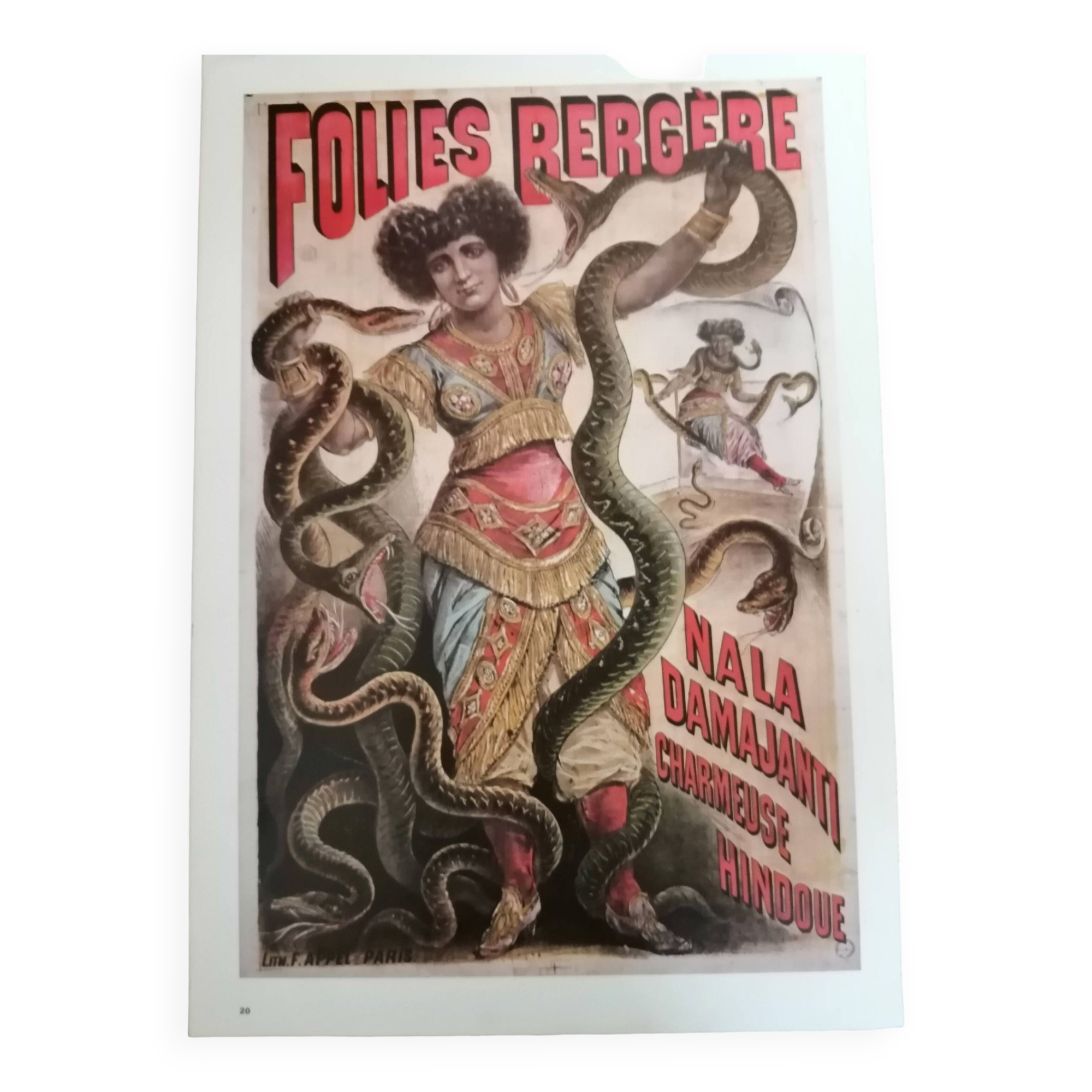 Poster Folies Bergère "Hindu Charmer/The Fire Dance" reproduction from the 70s