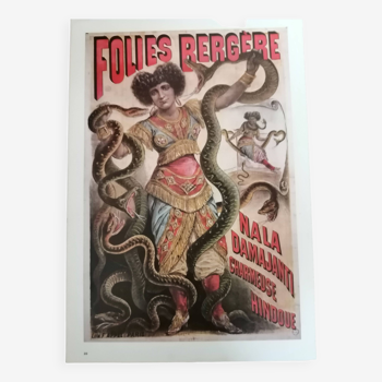 Poster folies bergère "charmeuse hindoue/la danse du feu repro années 70