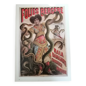 Poster Folies Bergère "Hindu Charmer/The Fire Dance" reproduction from the 70s