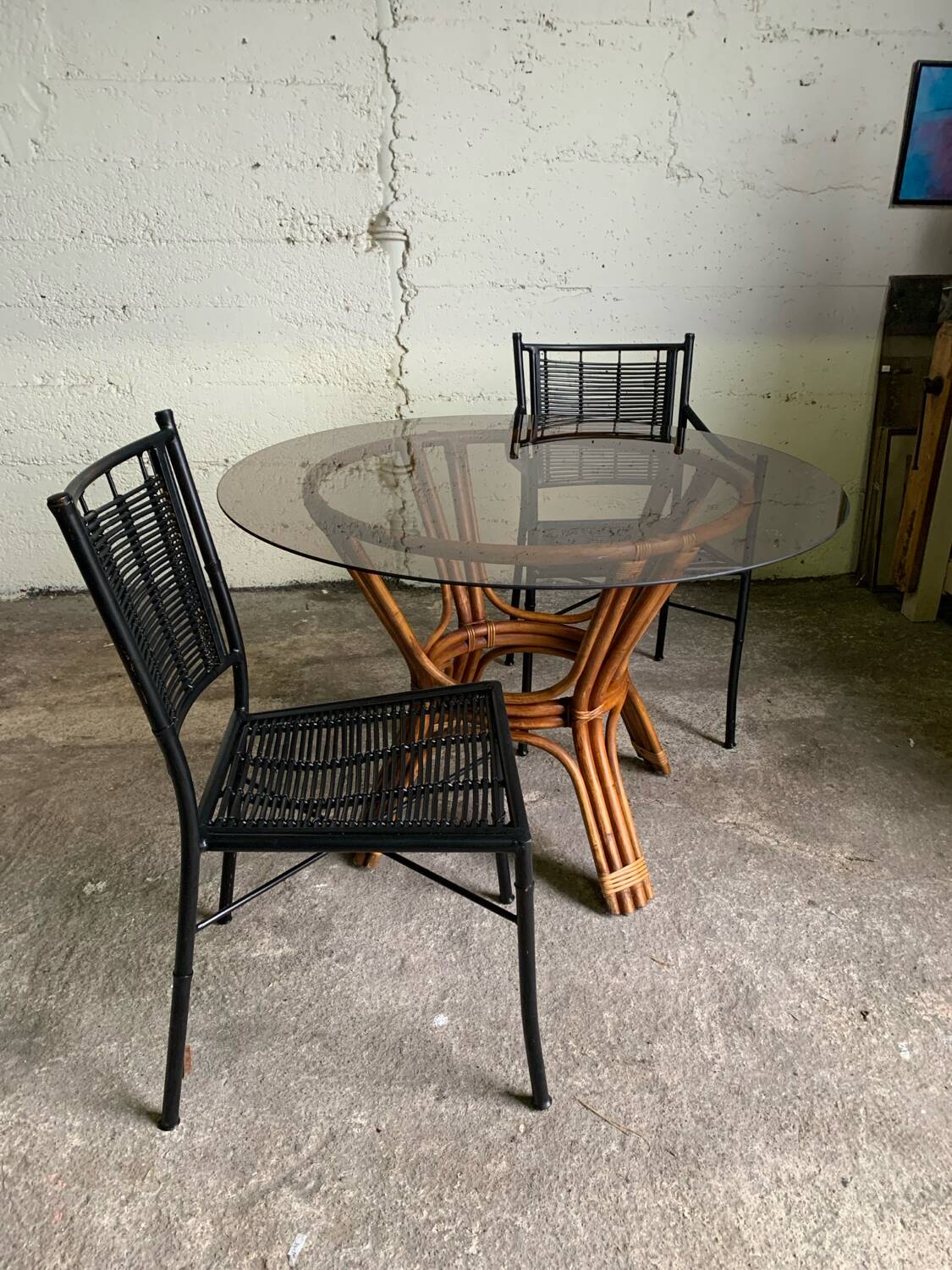 Bamboo metal chair and armchair