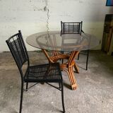 Bamboo metal chair and armchair