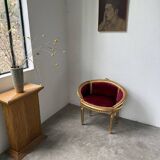 Fauteuil bois doré et velours rouge Louis XVI