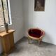 Fauteuil bois doré et velours rouge Louis XVI