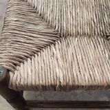 Repose pied en bois et paille ancien