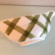 Moulin des Loups green tablecloth model gravy boat / 50s-60s