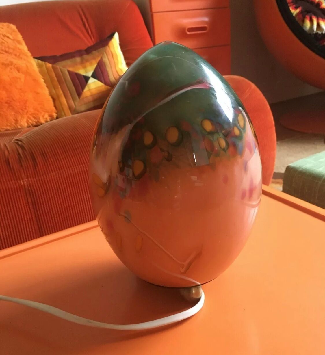 Egg Lamp Artisanal To Pose Blown Glass Glassware Art Silky Essonne