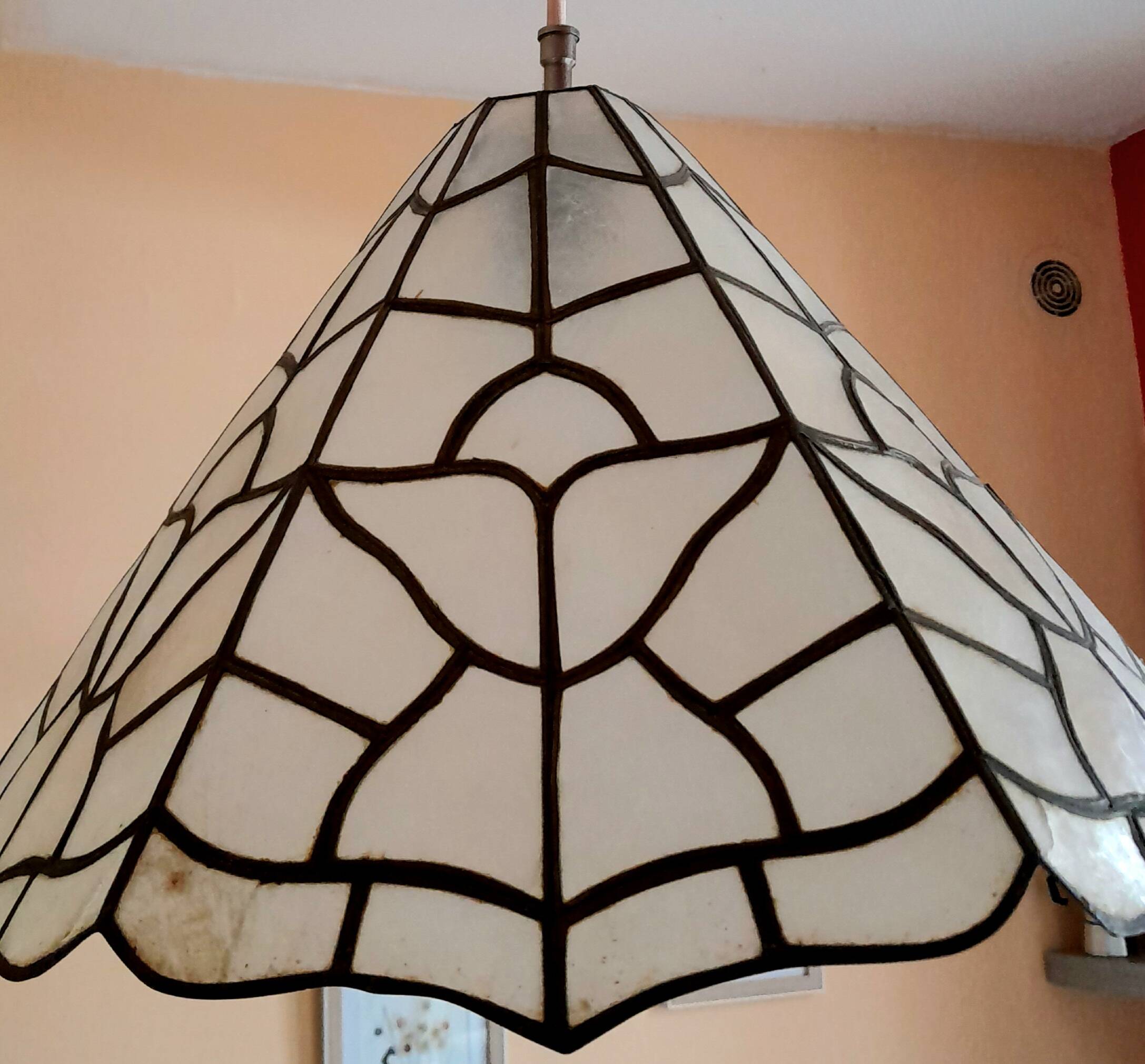 Art deco mother-of-pearl pendant light