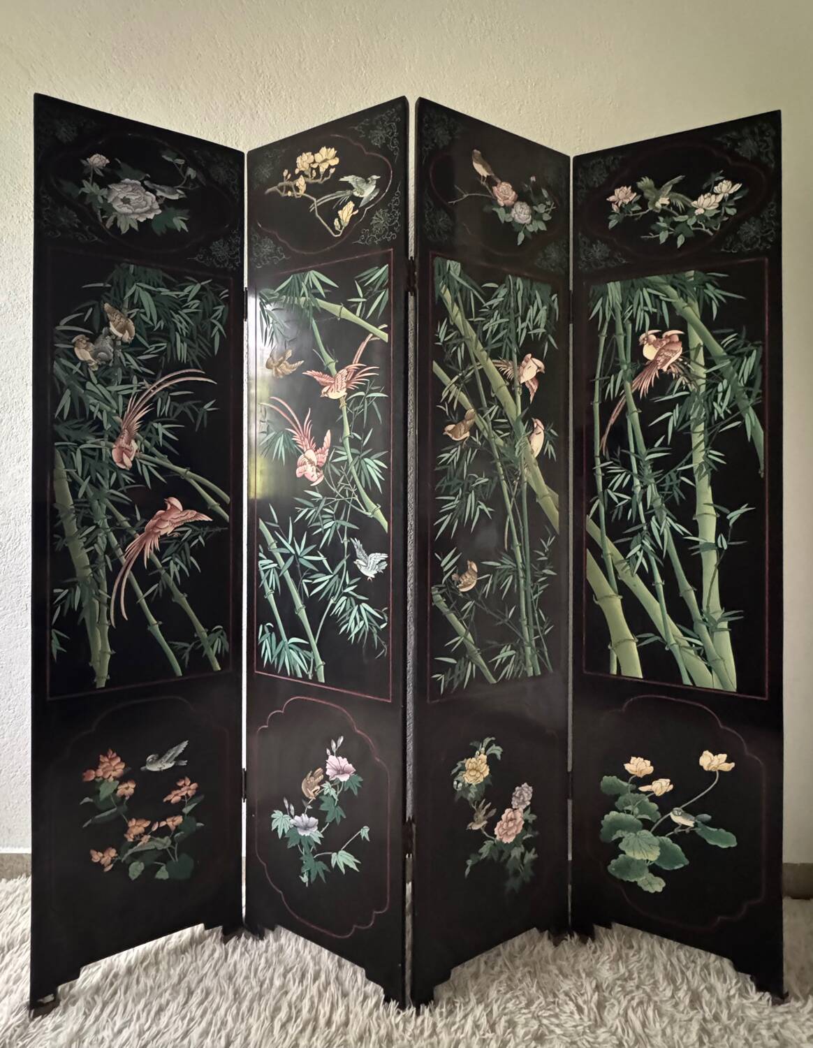 Antique Chinese lacquer screen