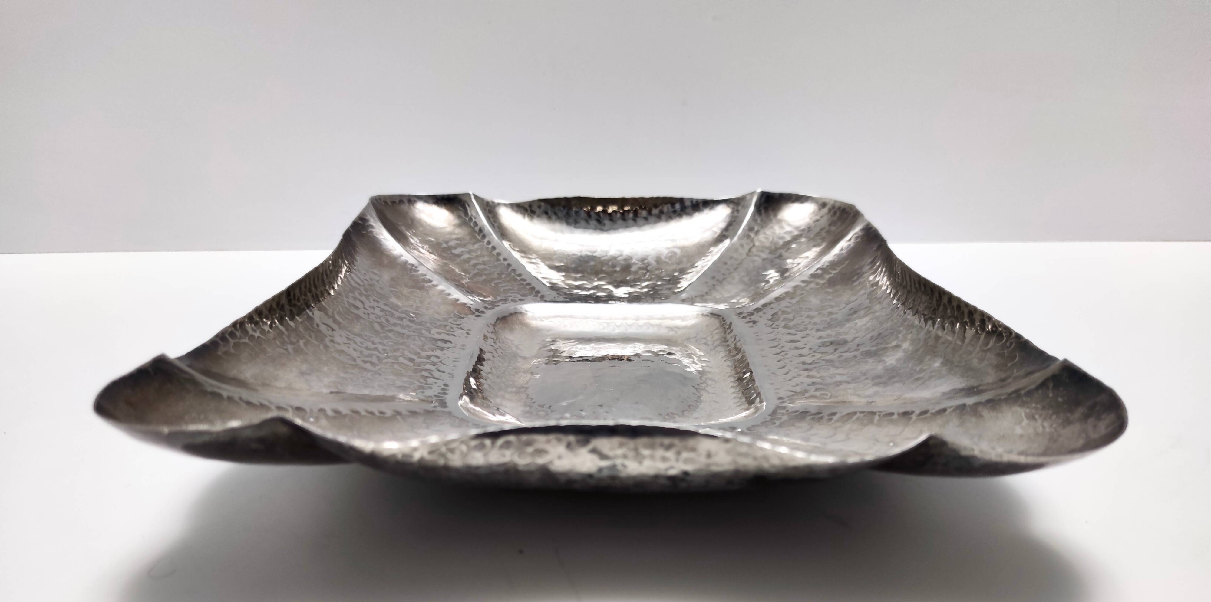 Vintage Rectangular Embossed Silver Plated Tray / Centerpiece by Olri, Italy