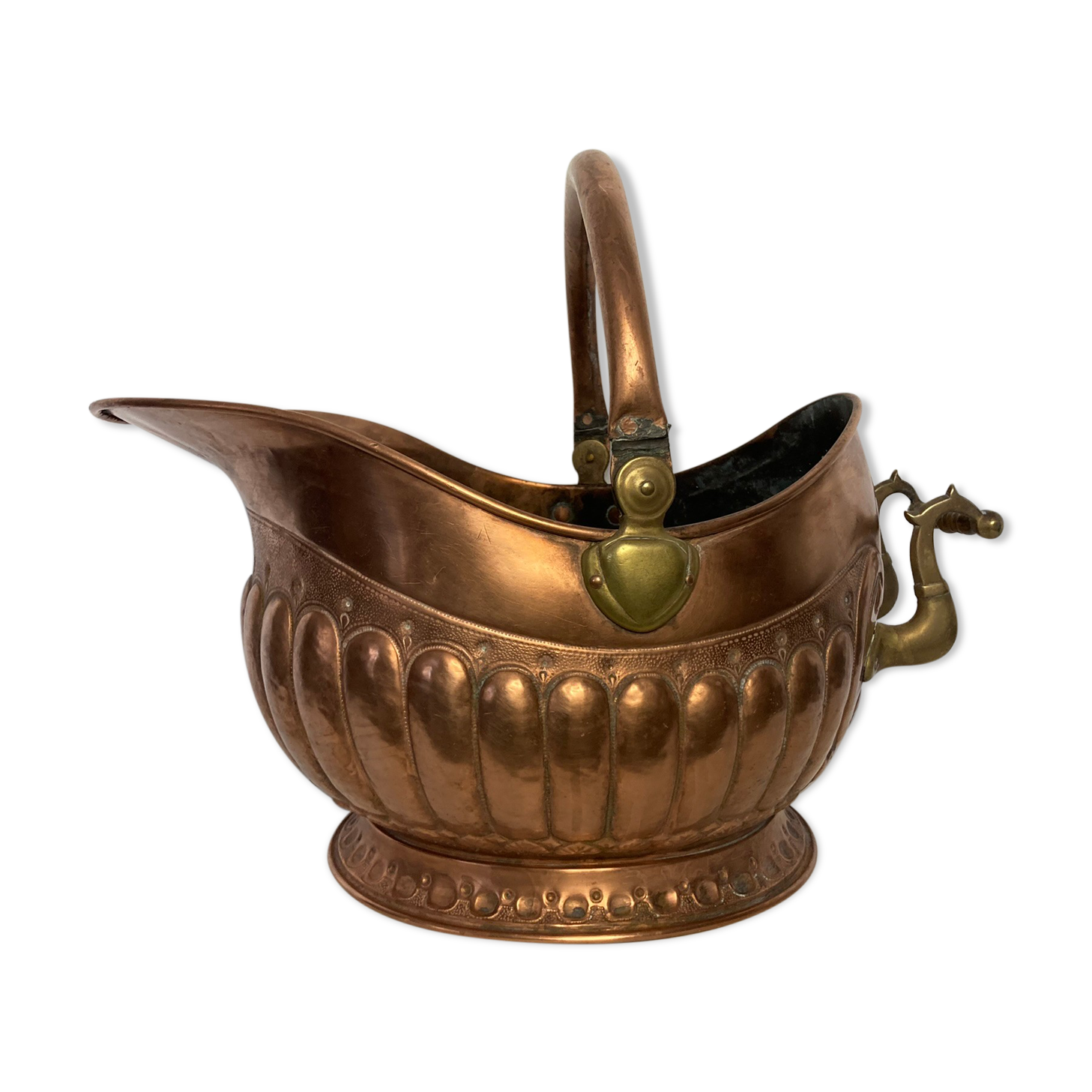 19th century copper and brass coal bucket