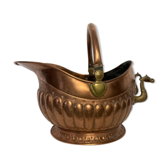 Copper and brass coal bucket XIXth