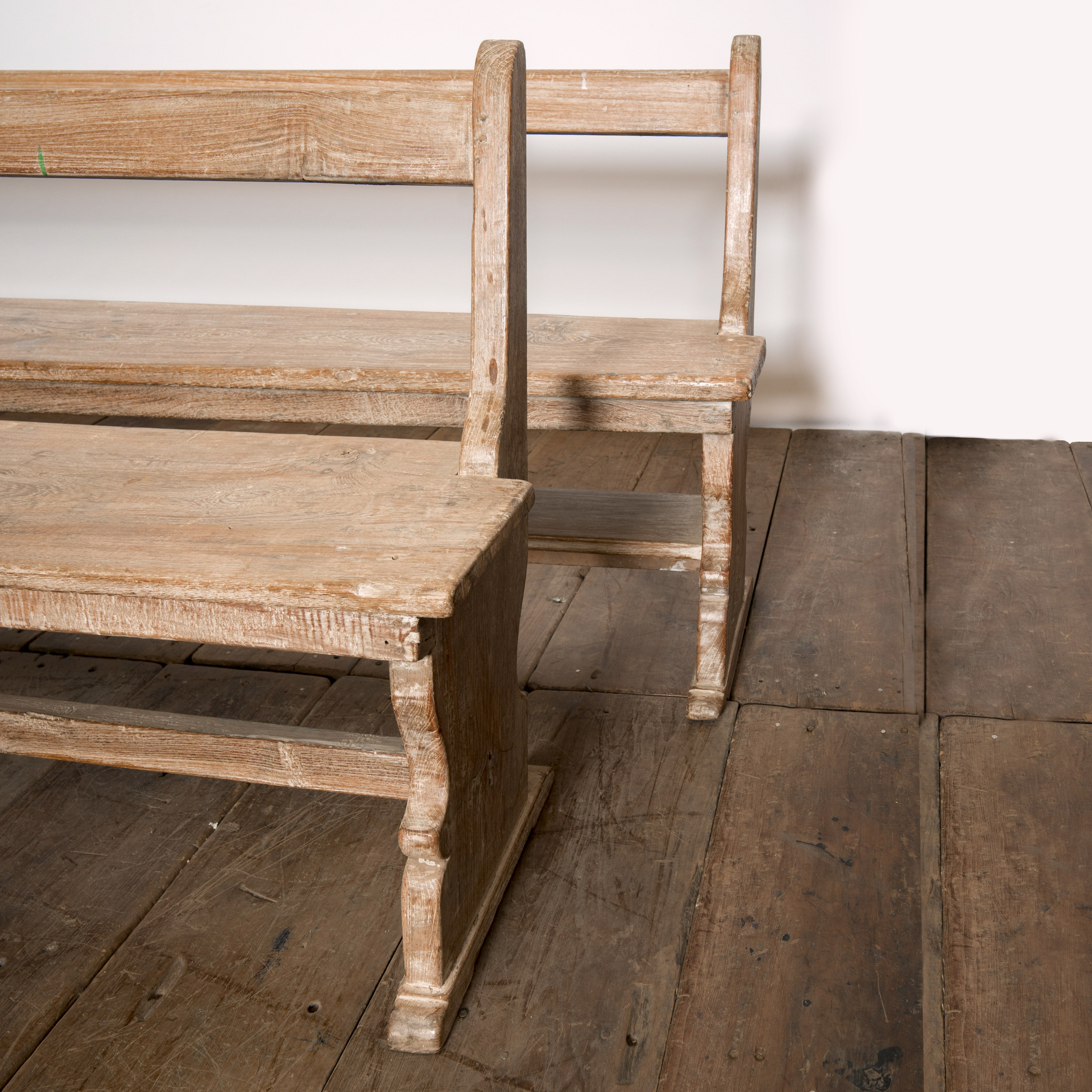 Former schoolboy bench made of raw wood