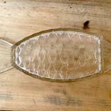Transparent glass raviers in the shape of a fish