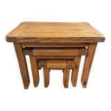 Set of 3 Solid Oak Nesting Tables