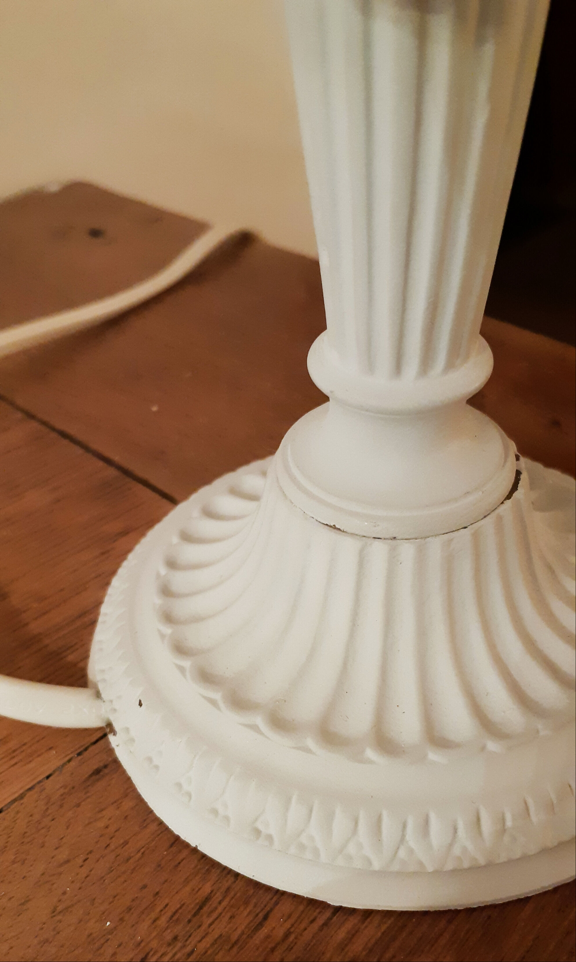 Taupe grey patinated brass candlestick