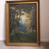 Oil on canvas landscape with birch trees, signed M. Fekete J.