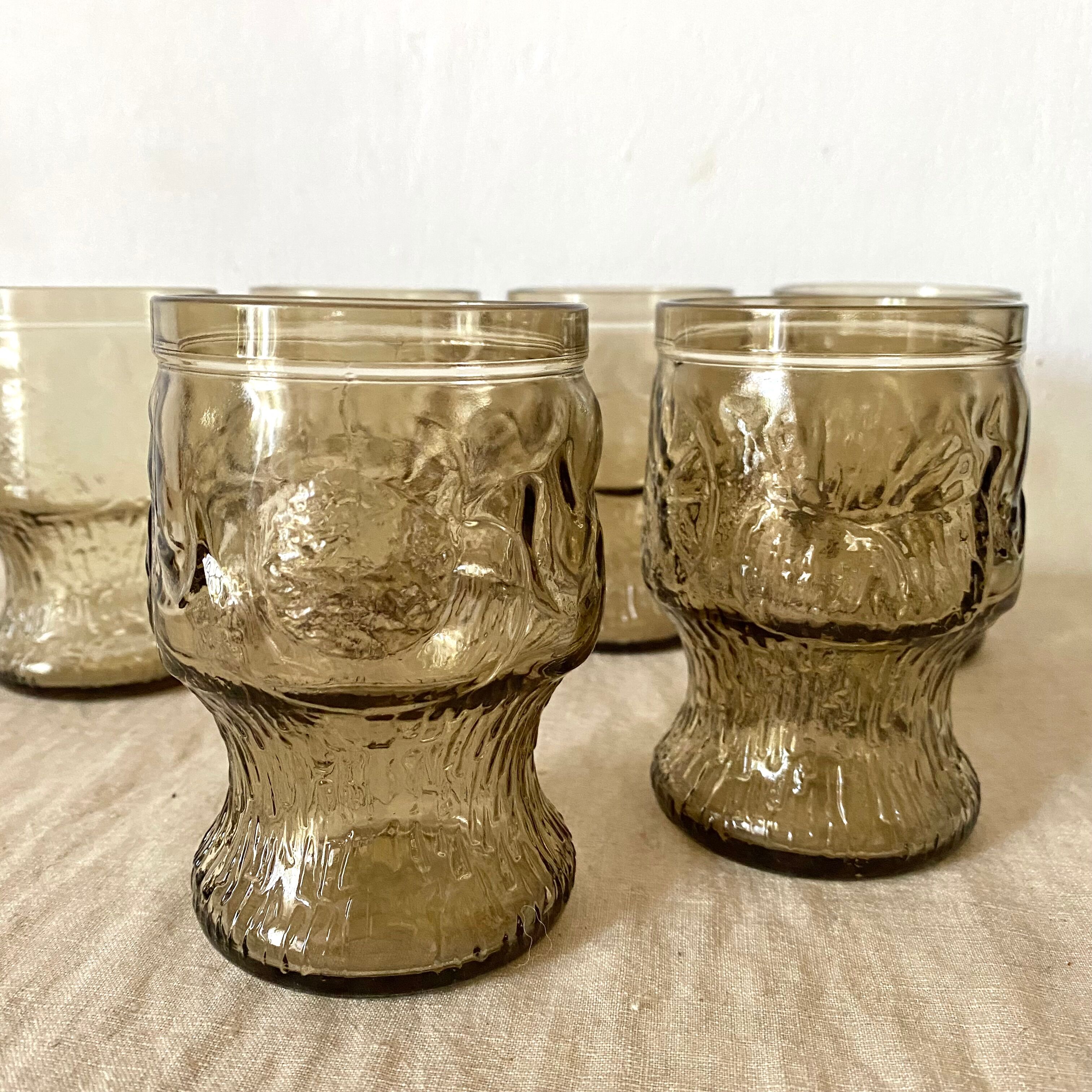 Vintage high glasses in smoked glass