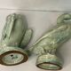 Art Deco Pair cormorants cracked ceramic signed circa 1940