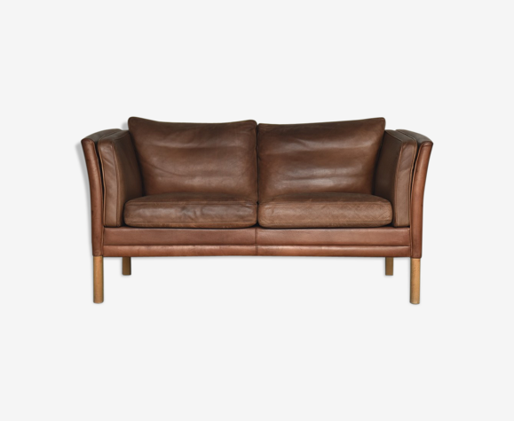 Mid Century Modern Danish Brown Leather, Mid Century Modern Brown Leather Sofa