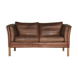 Mid-Century Modern Danish Brown Leather Sofa from Stouby, 1960s
