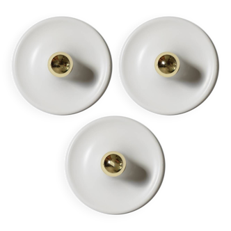 3 Italian Disc Flush Mounts From Targetti Sankey, 1970s
