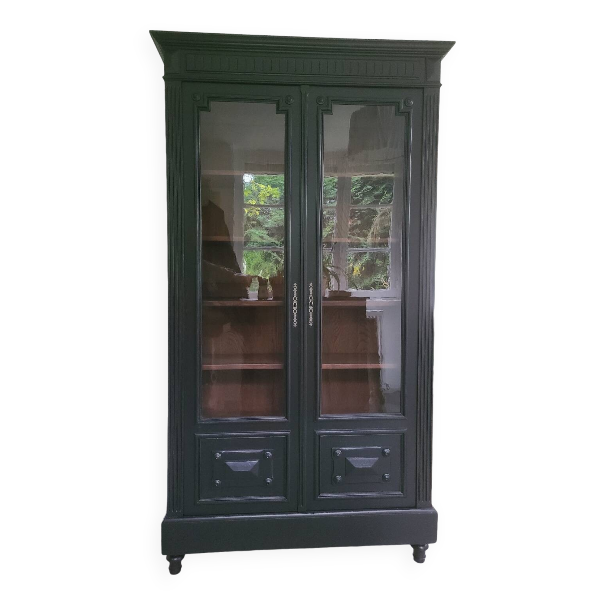 Old black Napoleon III display case, dresser, cabinet of curiosities, storage unit