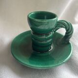 Vallauris green ceramic candlestick
