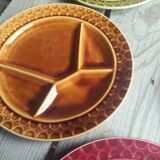 8 old ceramic fondue plates coloured Sarreguemines