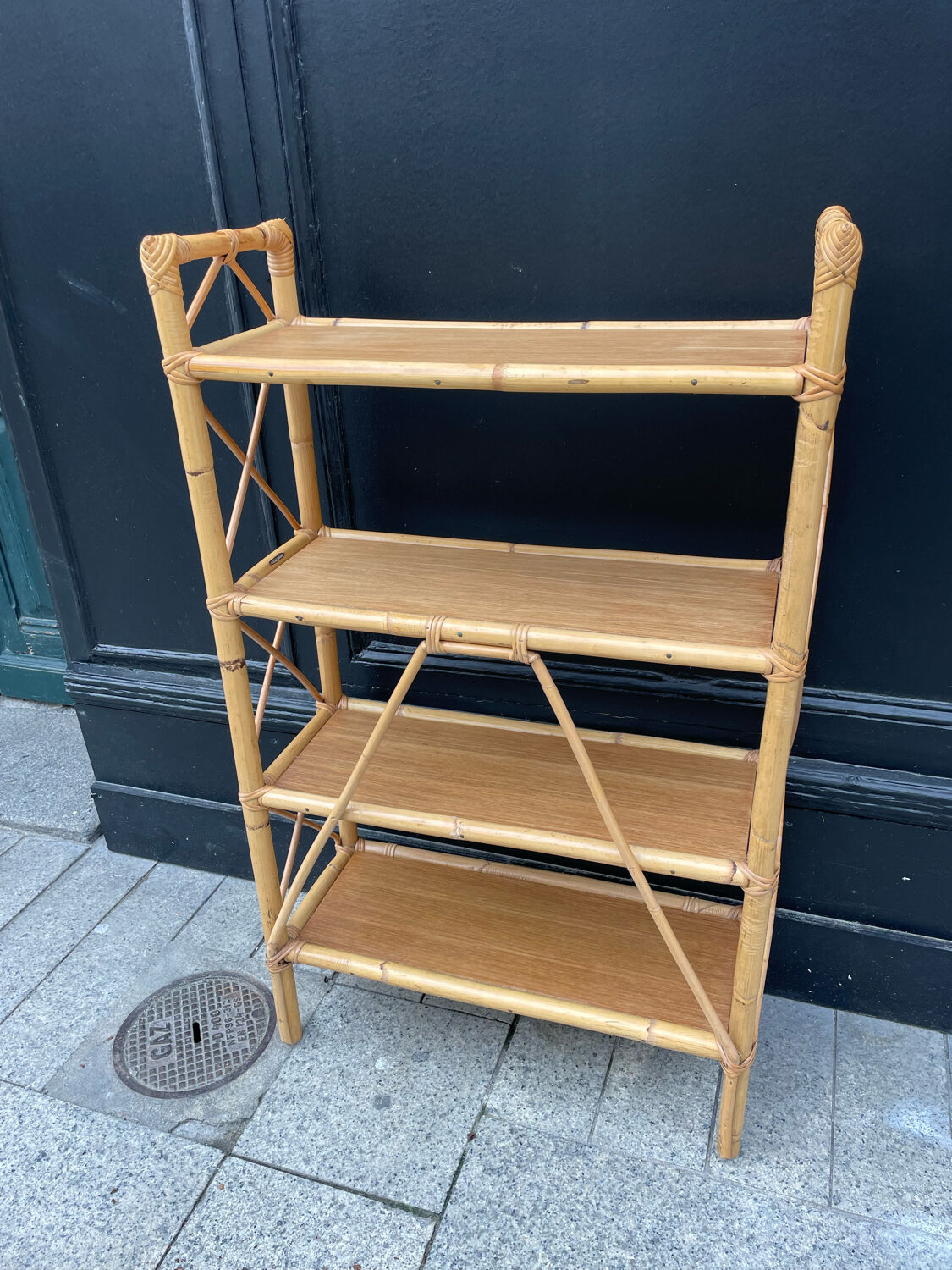 Vintage rattan shelf