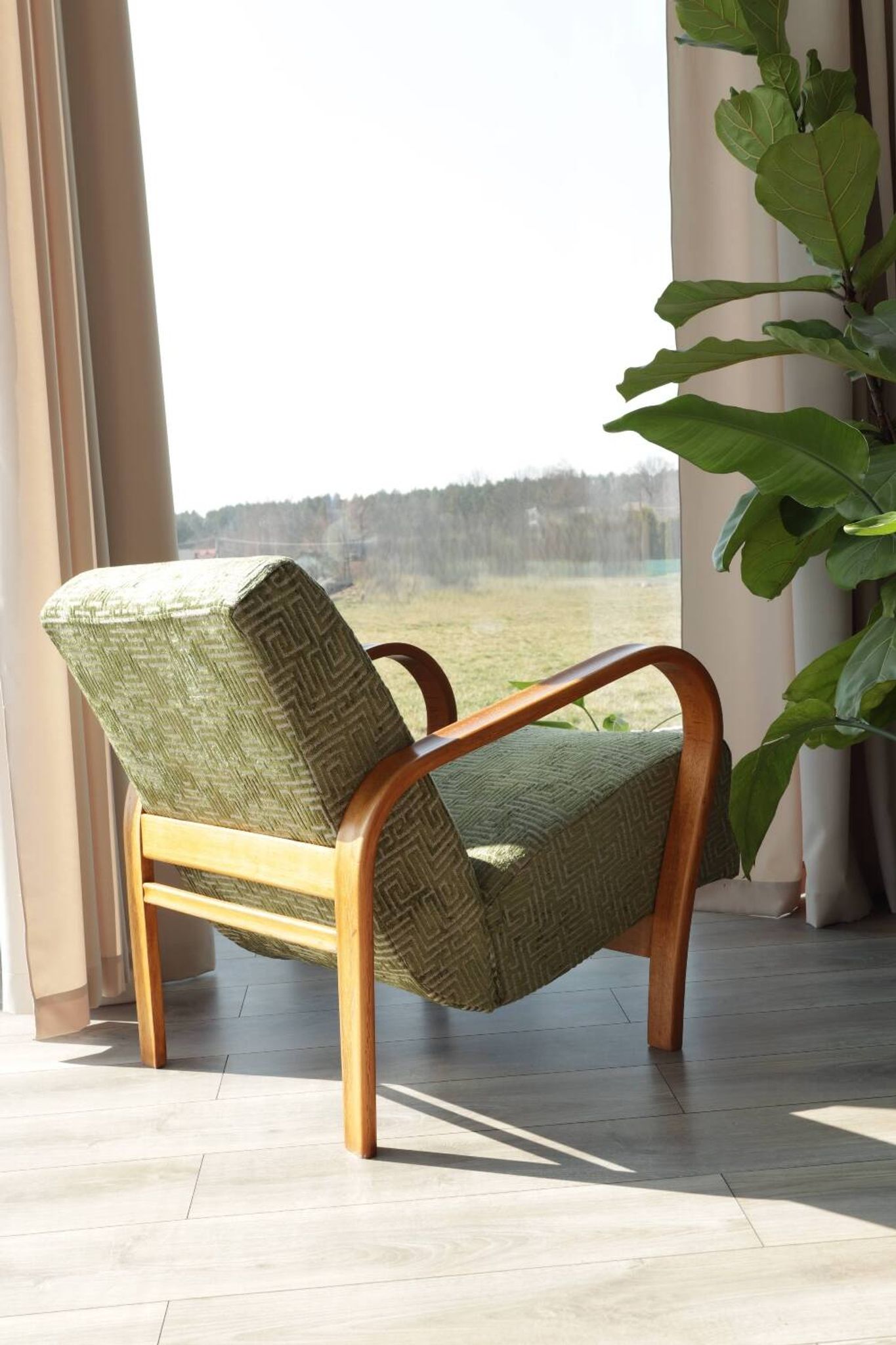 Classic vintage armchair by A. Kropacek and K. Kozelka, Czechoslovakia, 1950s