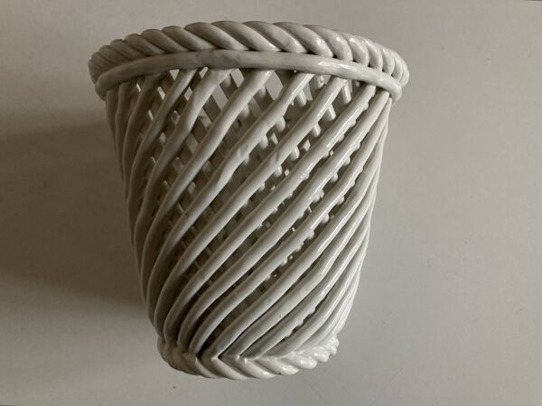 Cache pot XXL céramique tressée de Bassano 1960 numéroté travail italien