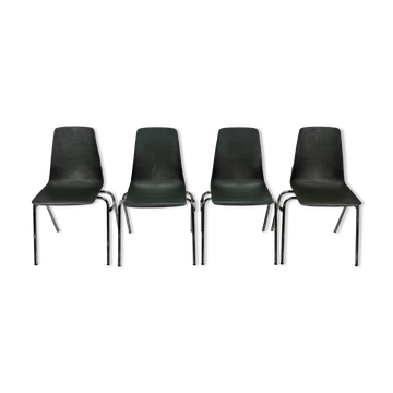 Ensemble de 4 chaises vintage Fantasia France années 1960