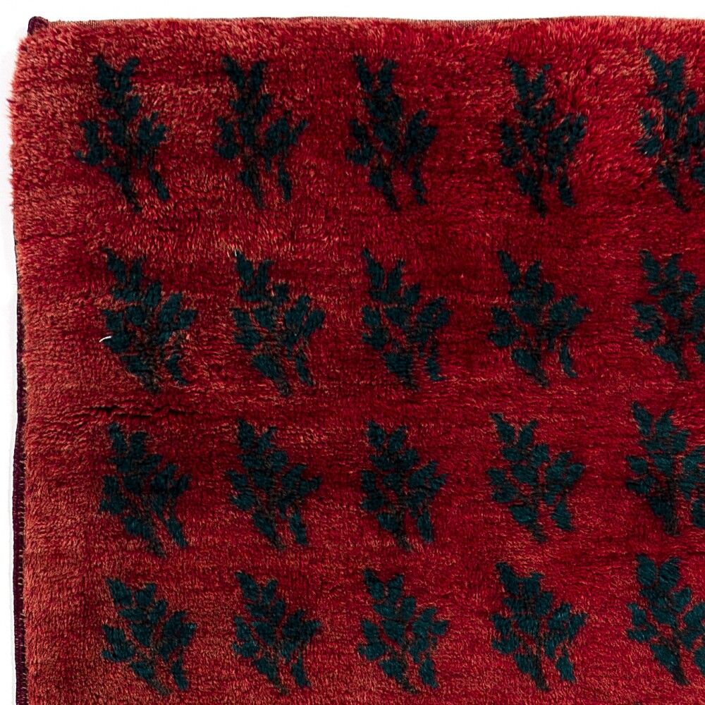 Vintage Handmade Turkish Tulu Rug with Serrated Leaf Design, 100% Wool